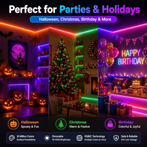 Detalle de shalaker 20M RGB LED Strip Lights with Bluetooth App & Remote