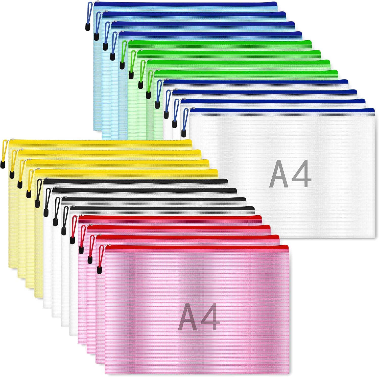 Thumbnail 3 de Plastic Wallets A4 Zip Wallets 12-Pack