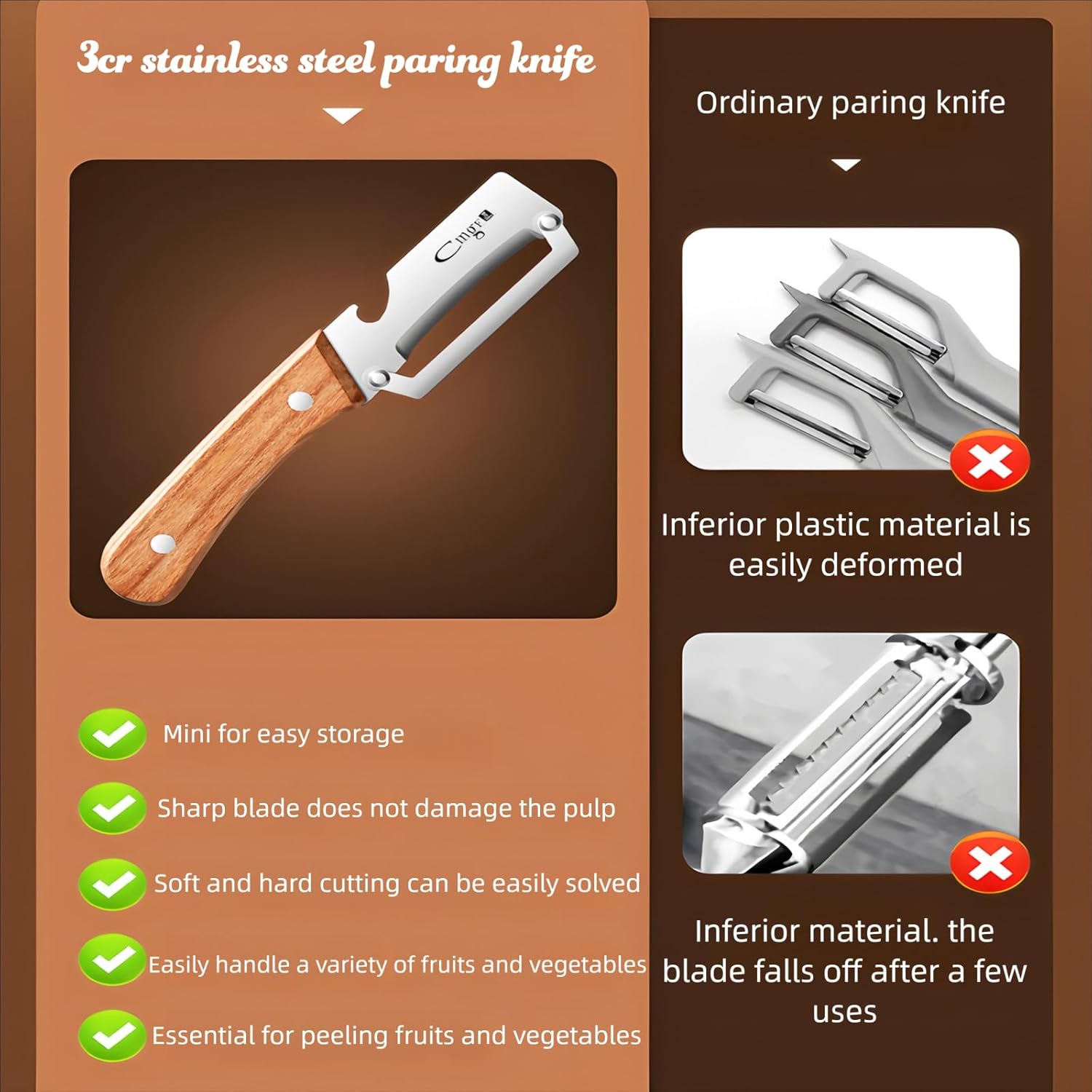Thumbnail 5 de ANMIOU Premium Vegetable Peeler with Wood Handle