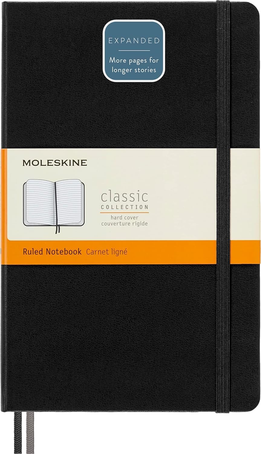 Detalle de Moleskine Carnet Classic Extended A5 – 400 pages, pages lignées, couverture rigide noir