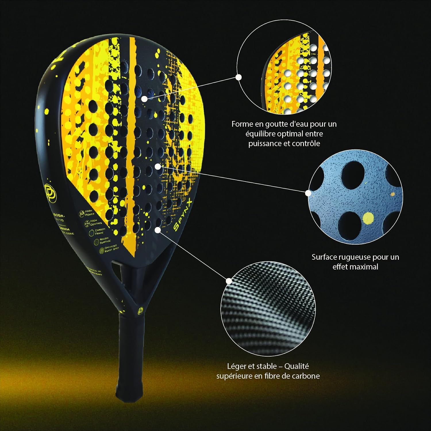 Detalle 2 de PadelPursuit SpynX Raquette de padel 360g