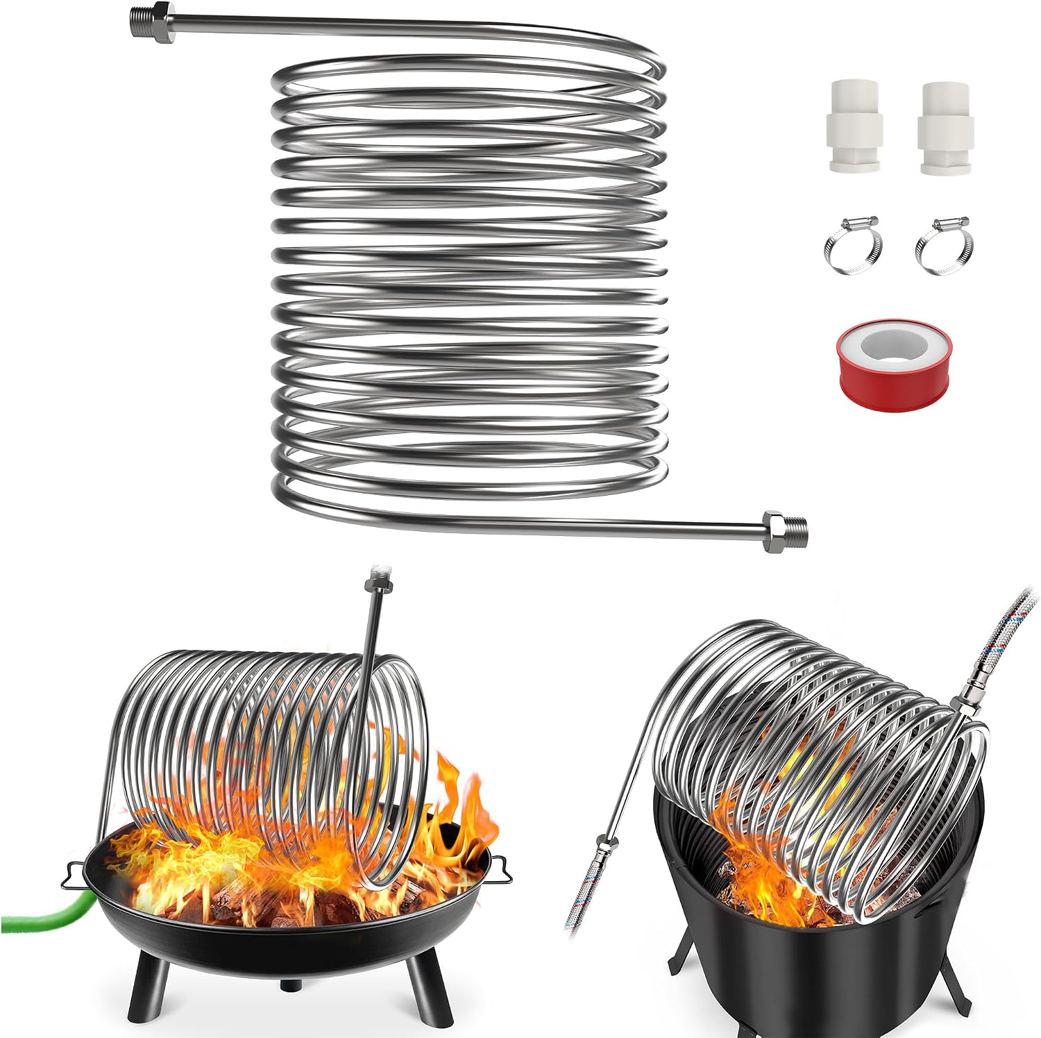 Detalle de UISEBRT Pool Heating Coil, 304 Stainless Steel, 32/38 mm Connections