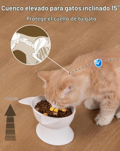 Thumbnail 1 de MateeyLife comedero elevado para gatos, 2 juegos con inclinación de 15°