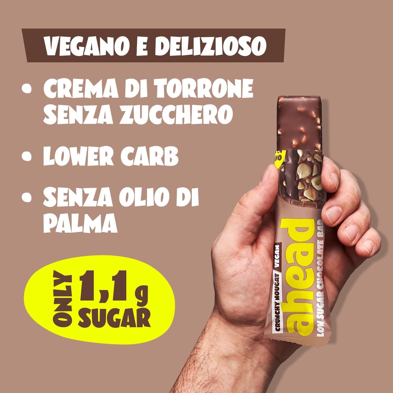 Thumbnail 3 de AHEAD Barrette Keto Vegane – Crunchy Nougat, 16 x 35 g: snack chetogenico senza zuccheri