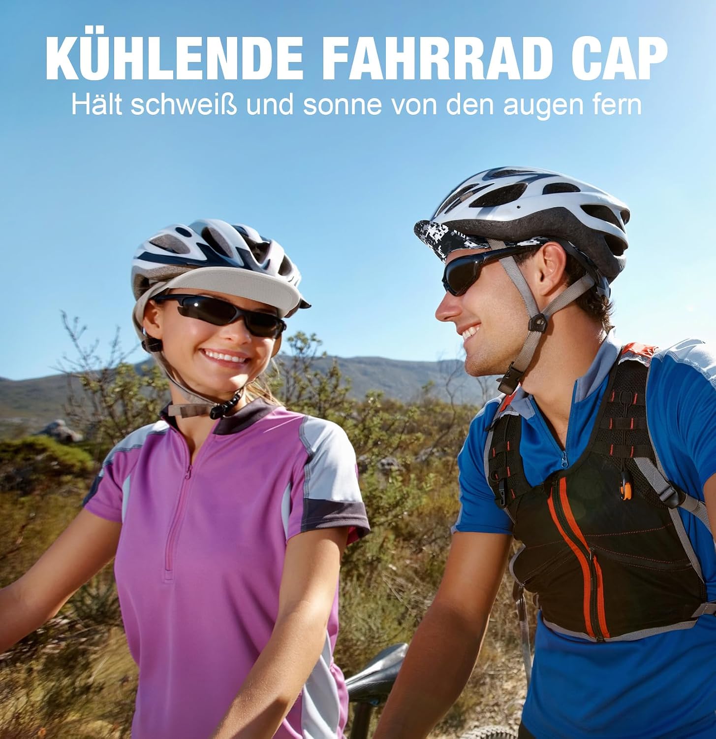 Detalle de MELASA Fahrrad Cap: Kühlende Skull Cycling Cap mit Sonnenblende und UV-Schutz