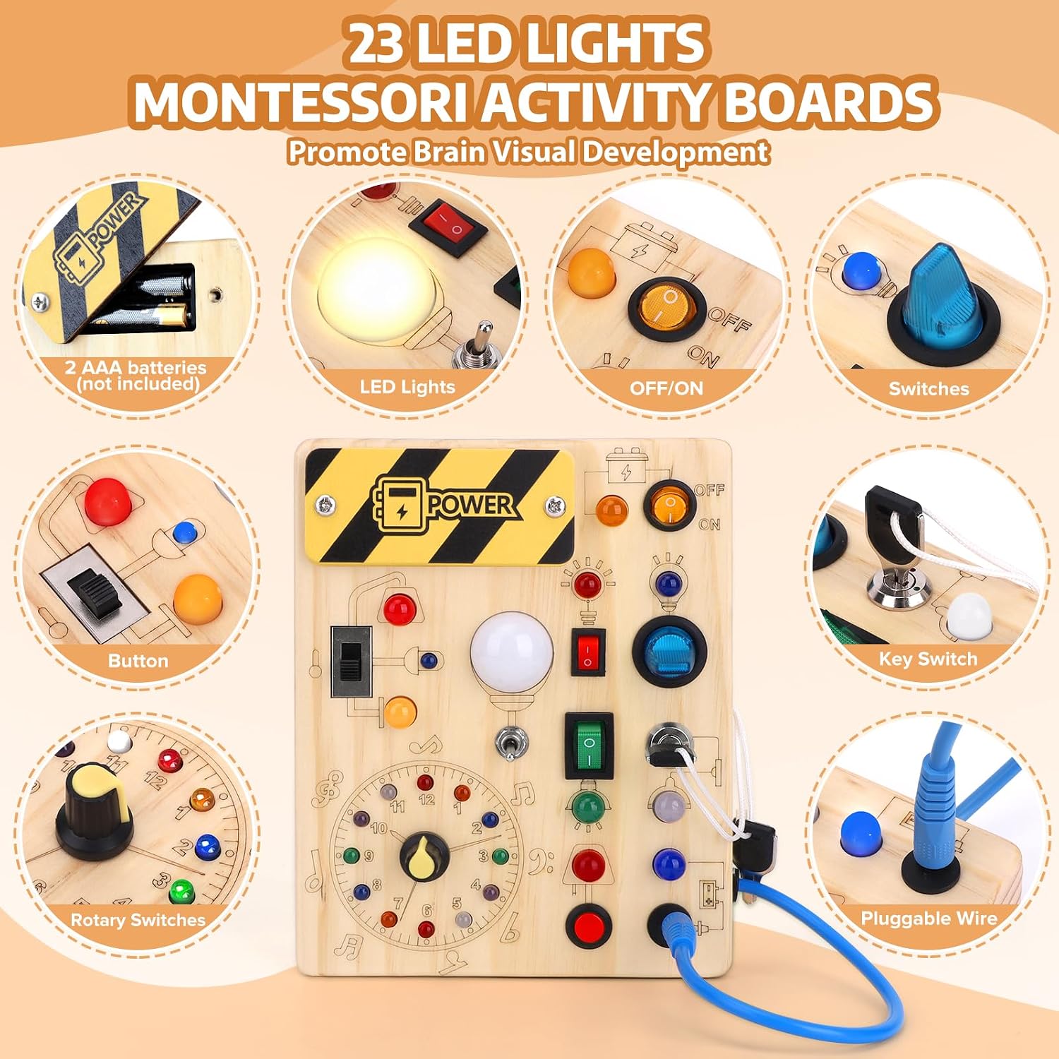 Detalle 2 de Konijiwa Busy Board Montessori Activity Board