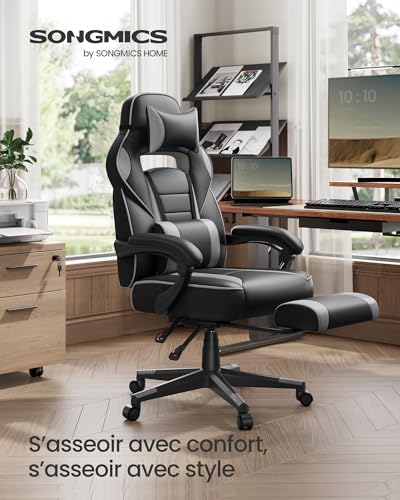 Thumbnail 3 de SONGMICS Fauteuil de Bureau Gaming OBG073B03 – confort ajustable avec repose-pieds télescopique