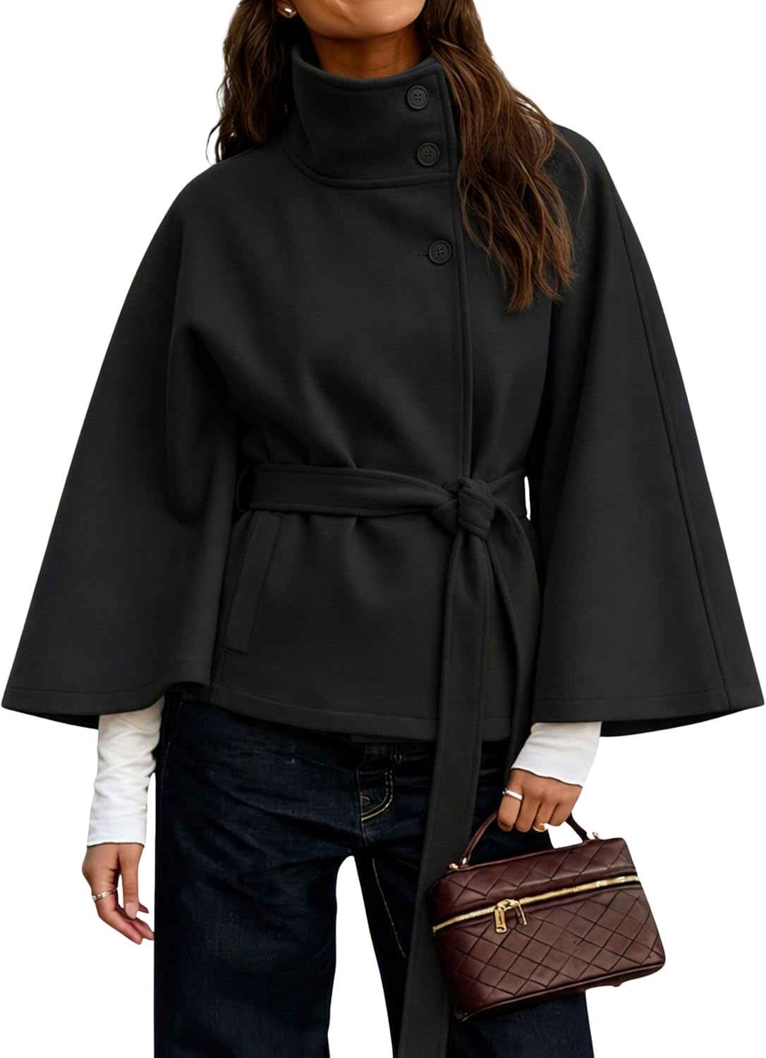 Detalle de Hooever Women's Cape-Style Coat, Wool Blend