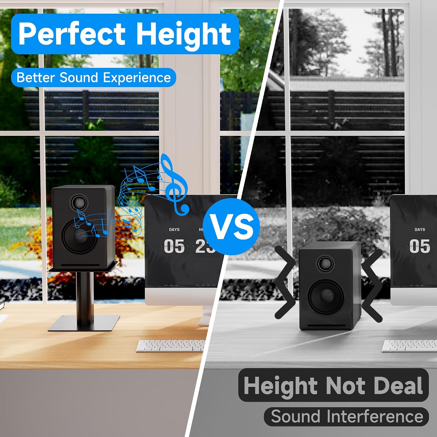 Detalle de suptek Desktop Speaker Stands Mount Set 157mm for Bookshelf Speakers – SDM003MB