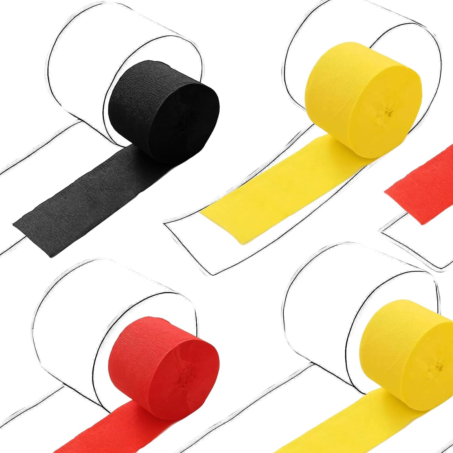 Thumbnail 2 de Kreppband-Set Rot/Schwarz/Gelb von Vsosfiza – 6 Rollen (25 m x 4,5 cm) für Partys & Feiern