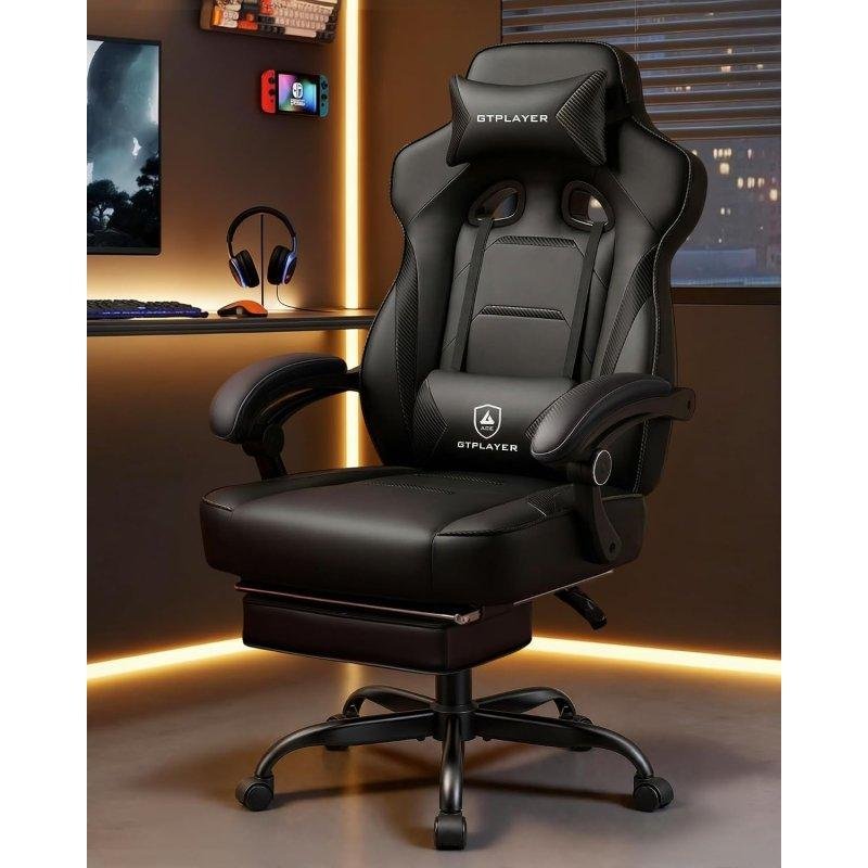Detalle 2 de Silla gaming GTPLAYER ergonómica para personas grandes con reposapiés y soporte lumbar