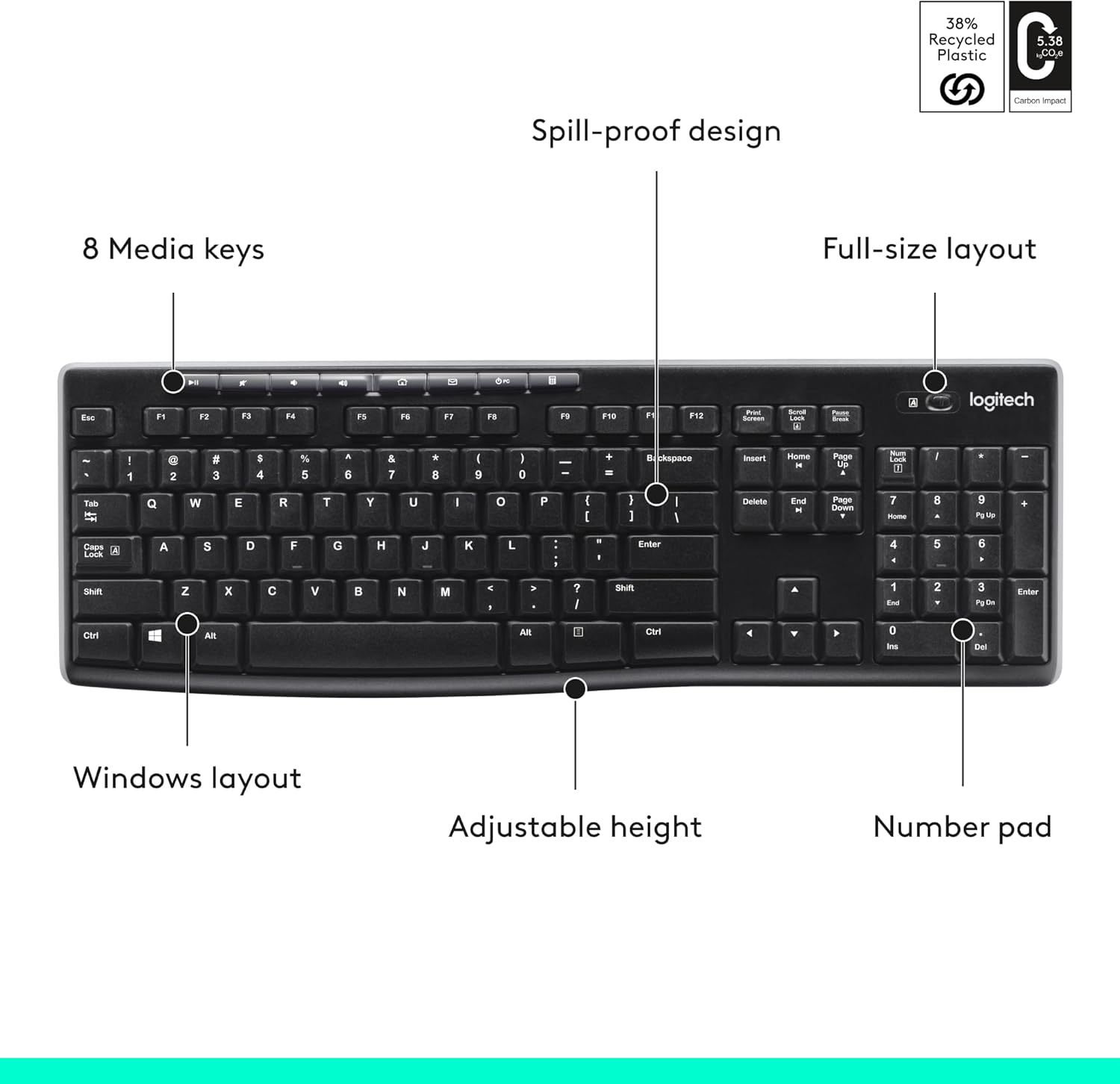 Thumbnail 6 de Logitech K270 Wireless Keyboard for Windows (UK Layout) with 2-Year Battery Life