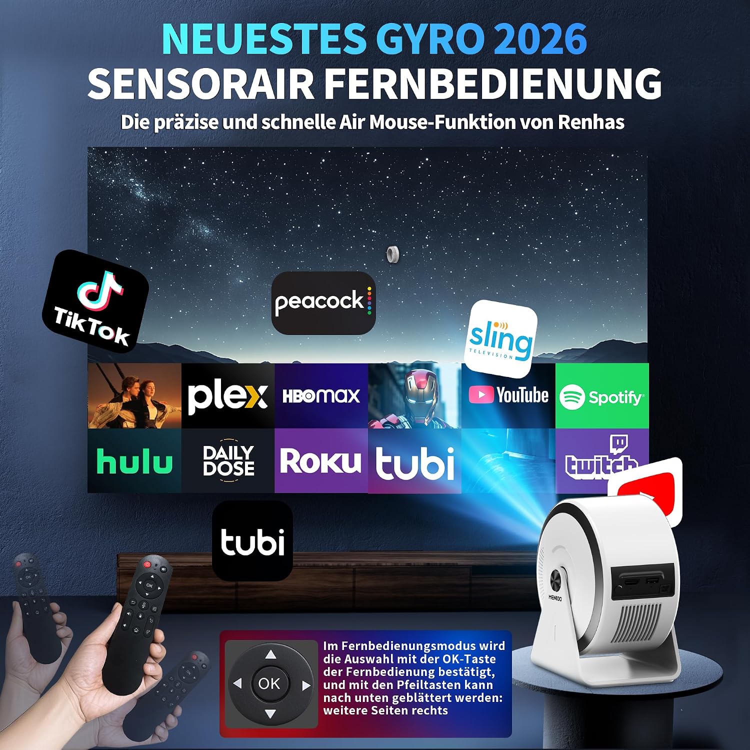 Thumbnail 6 de Mini Smart-Projektor mit 1080P und WiFi 6