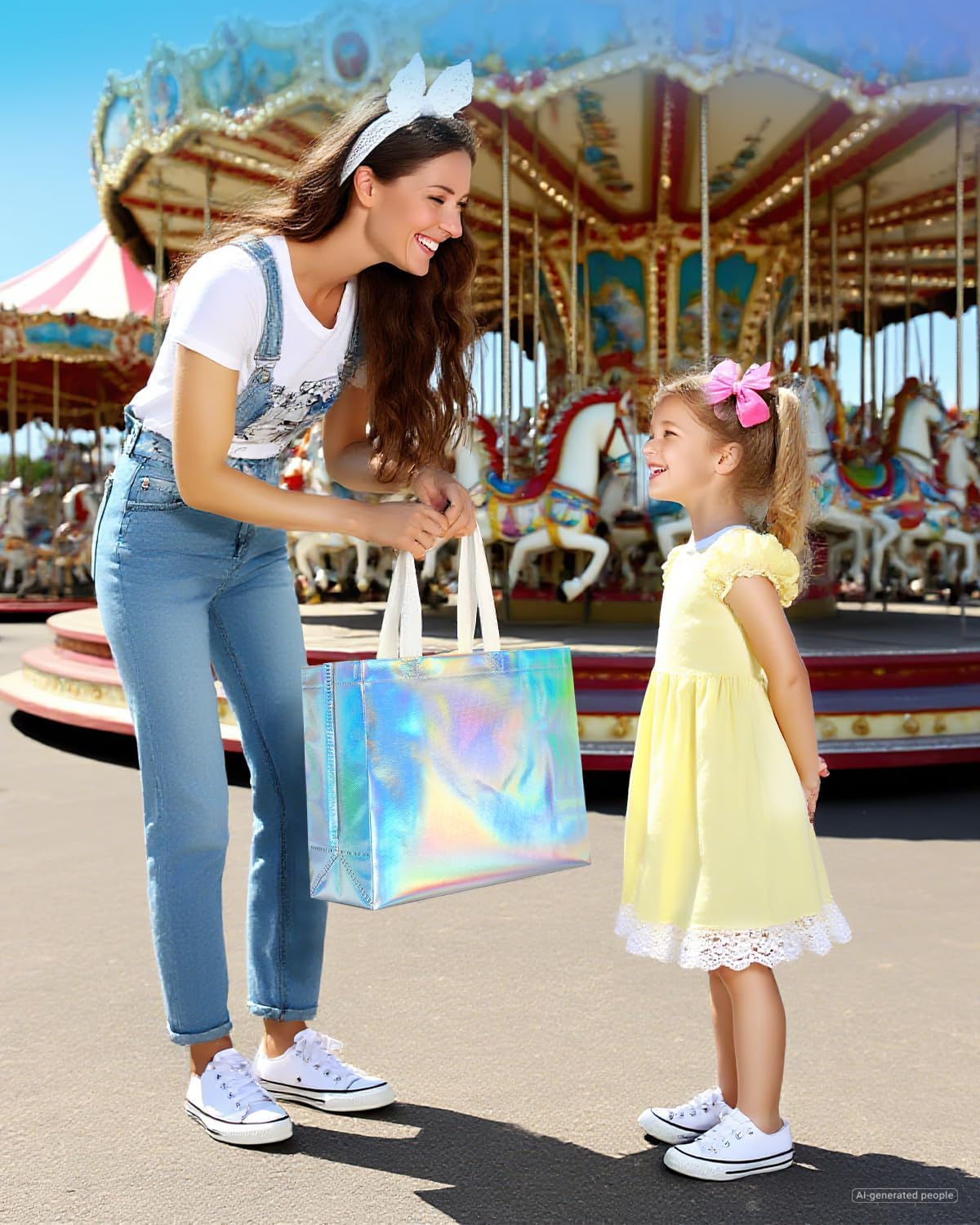 Thumbnail 5 de Lzerking Reusable Gift Bags Set — 30 Pack, Holographic Non-Woven with Handles (13x5x11 inches)
