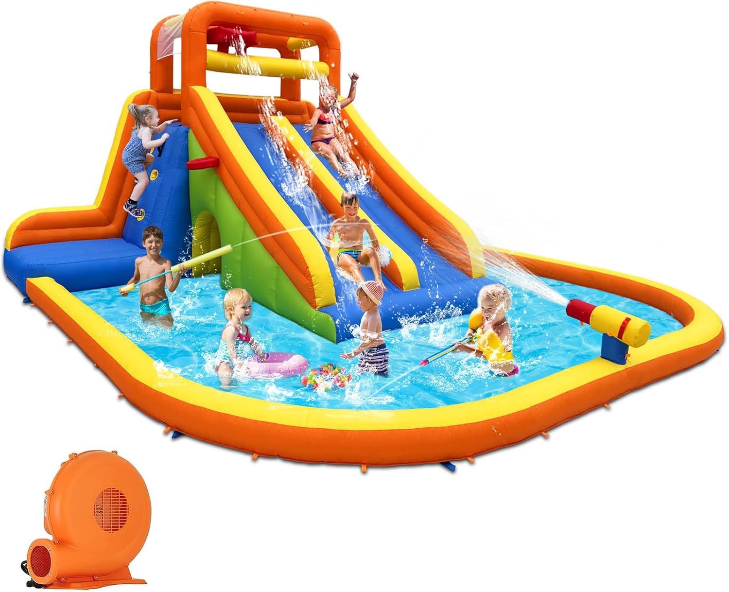 Detalle de HuaKastro 15.6x15FT Giant Inflatable Water Slide Park (Ages 5–12)