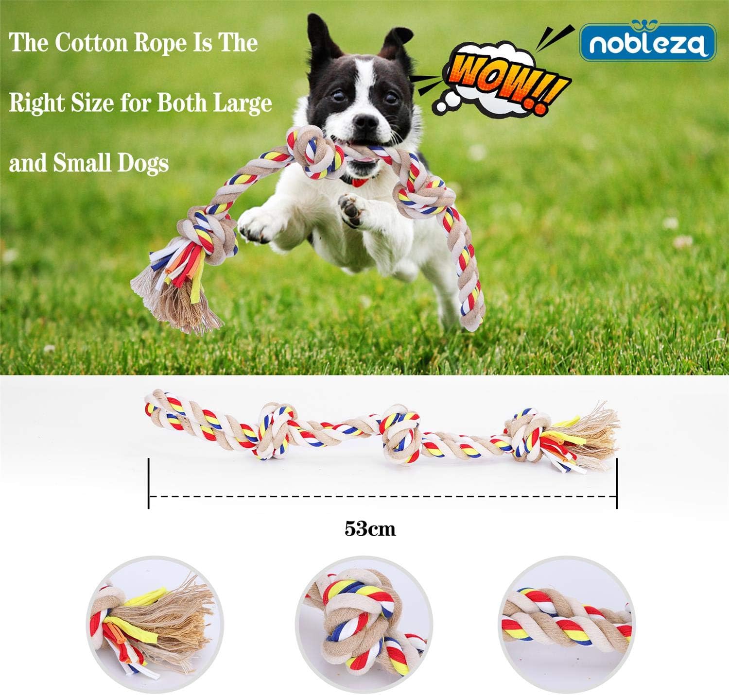 Thumbnail 1 de Nobleza corde de jouet pour chien 100% coton (beige et marron) – corde à mâcher résistante