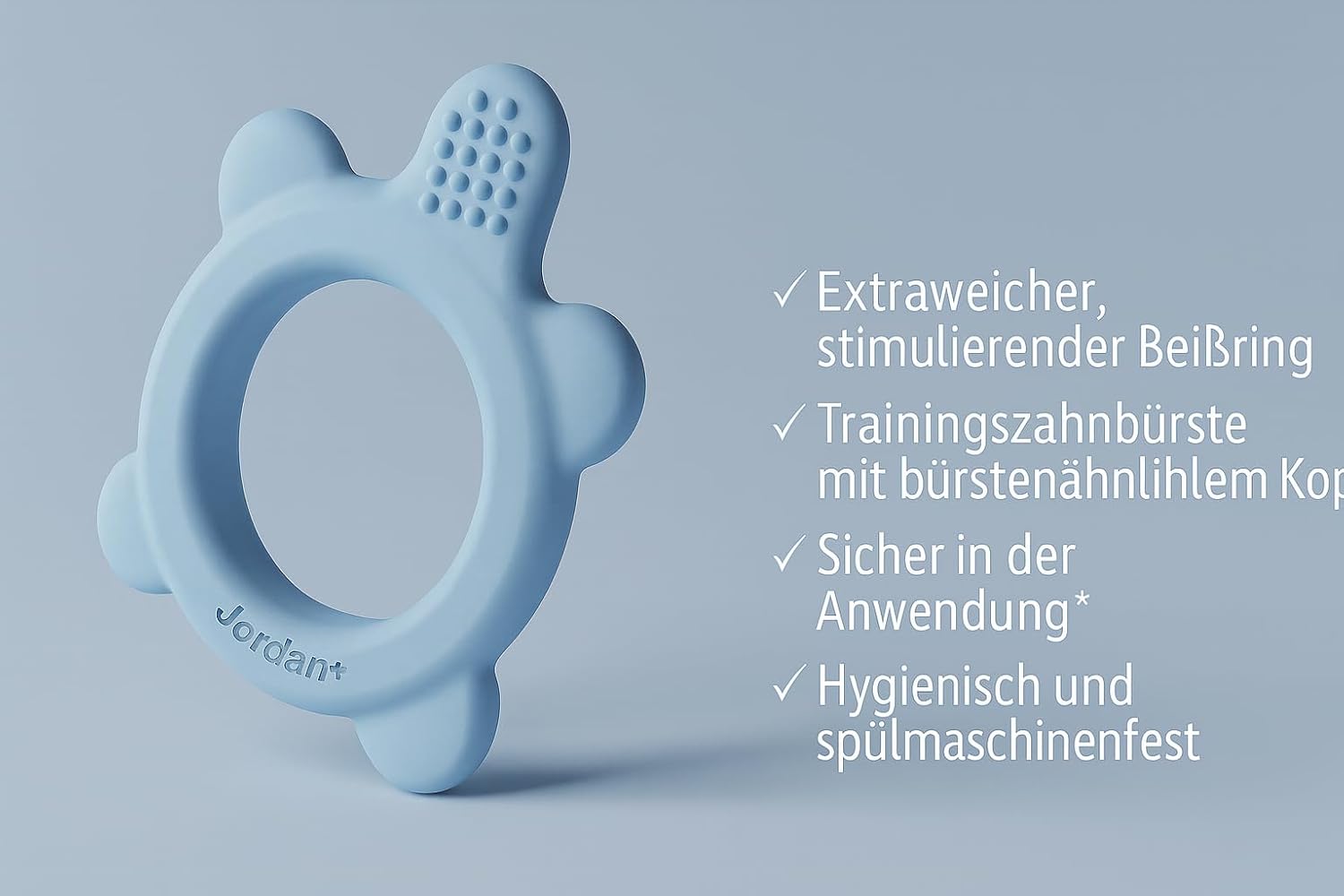 Detalle 2 de Jordan Step 0 Beißring & Trainingszahnbürste für Babys – 2-in-1-Lösung rosan