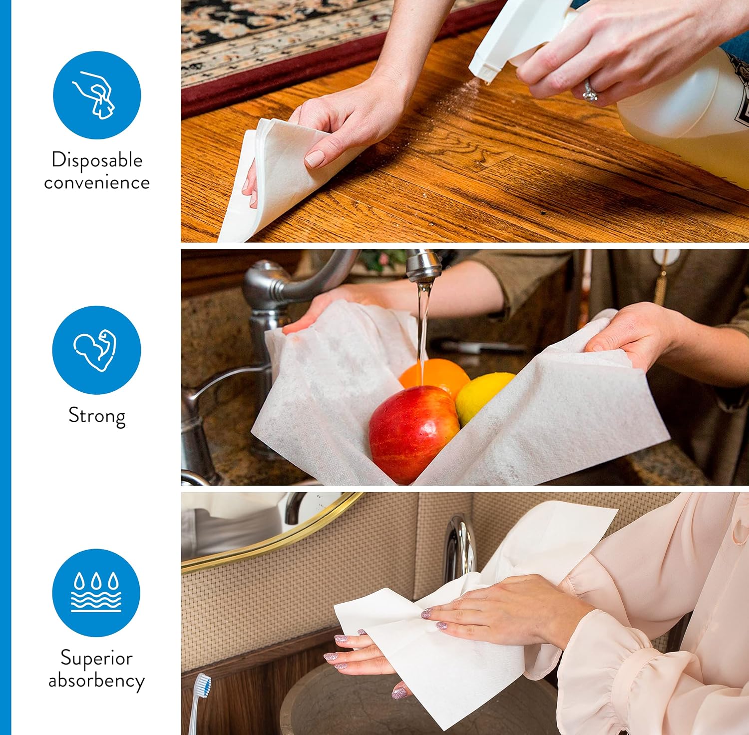 Detalle 2 de AH AMERICAN HOMESTEAD Premium Disposable Napkins — 12 x 17, 200 Count, Airlaid Linen-Feel Towels