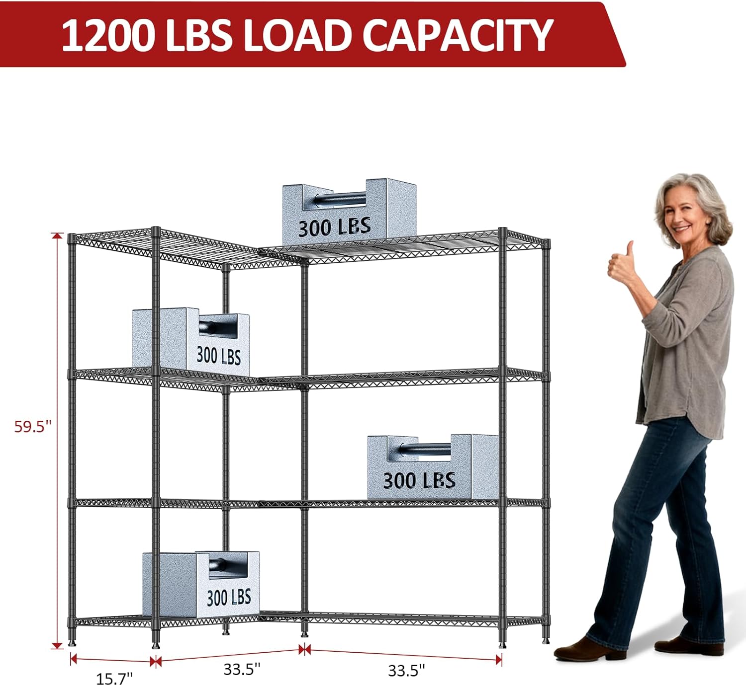 Thumbnail 2 de IZEUK Linked Storage Racks 4-Tier Adjustable Shelving