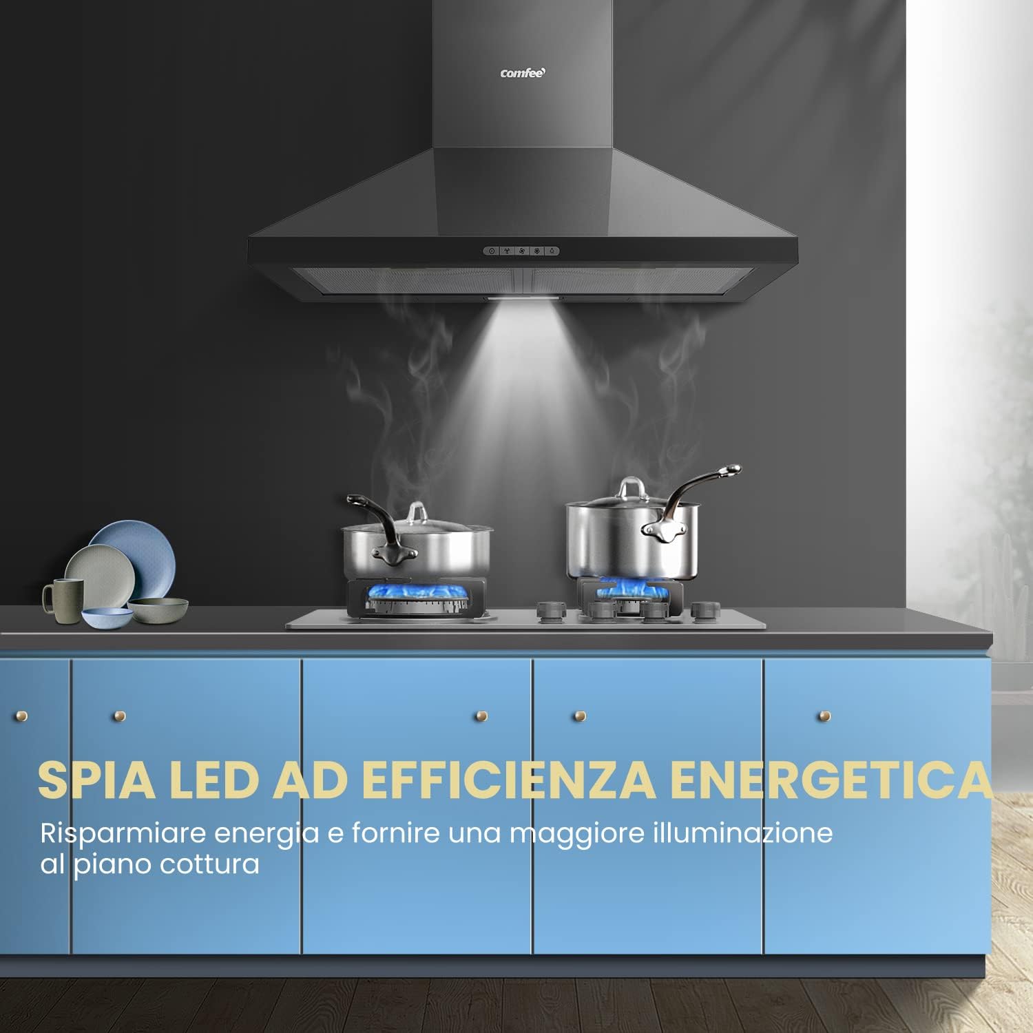 Thumbnail 2 de Comfee' PYRA17B-60 campana extractora negra de 60 cm con LED y 400 m³/h