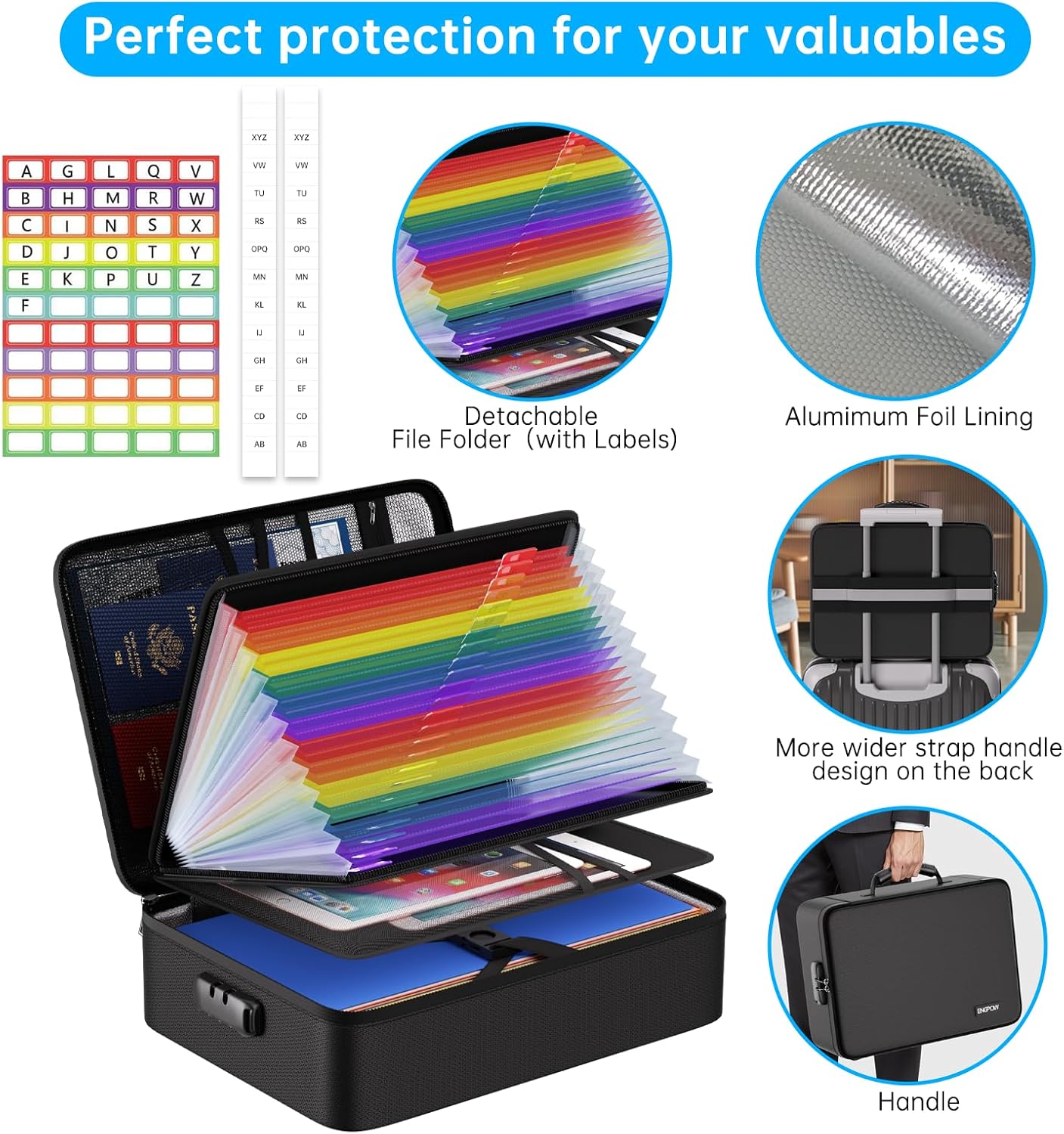 Thumbnail 6 de ENGPOW EG097 Fireproof Document Organizer Bag, 25 Pockets, Combination Lock