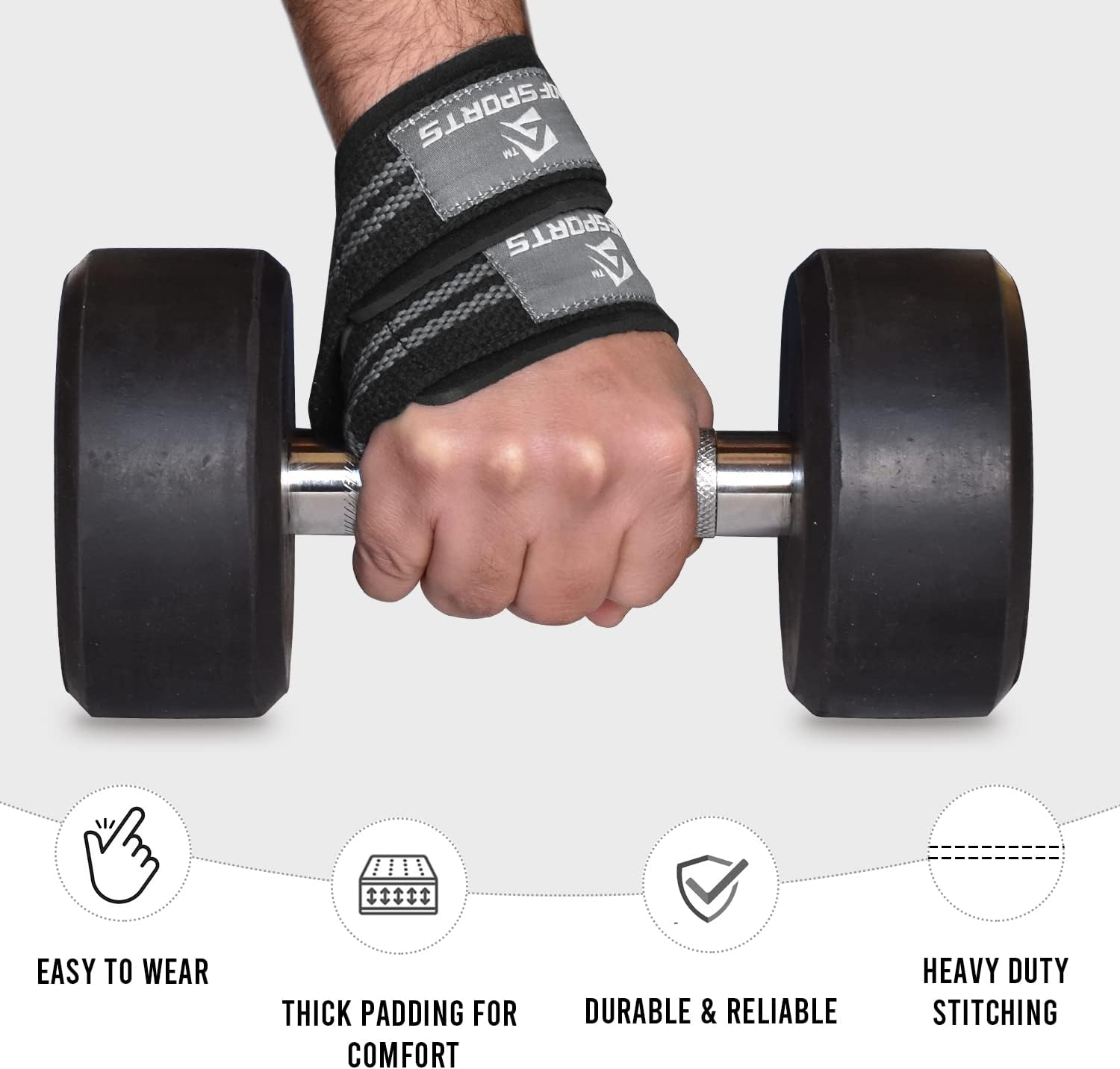 Detalle 2 de AQF Figure 8 weight lifting straps with padded cuff support (pair)