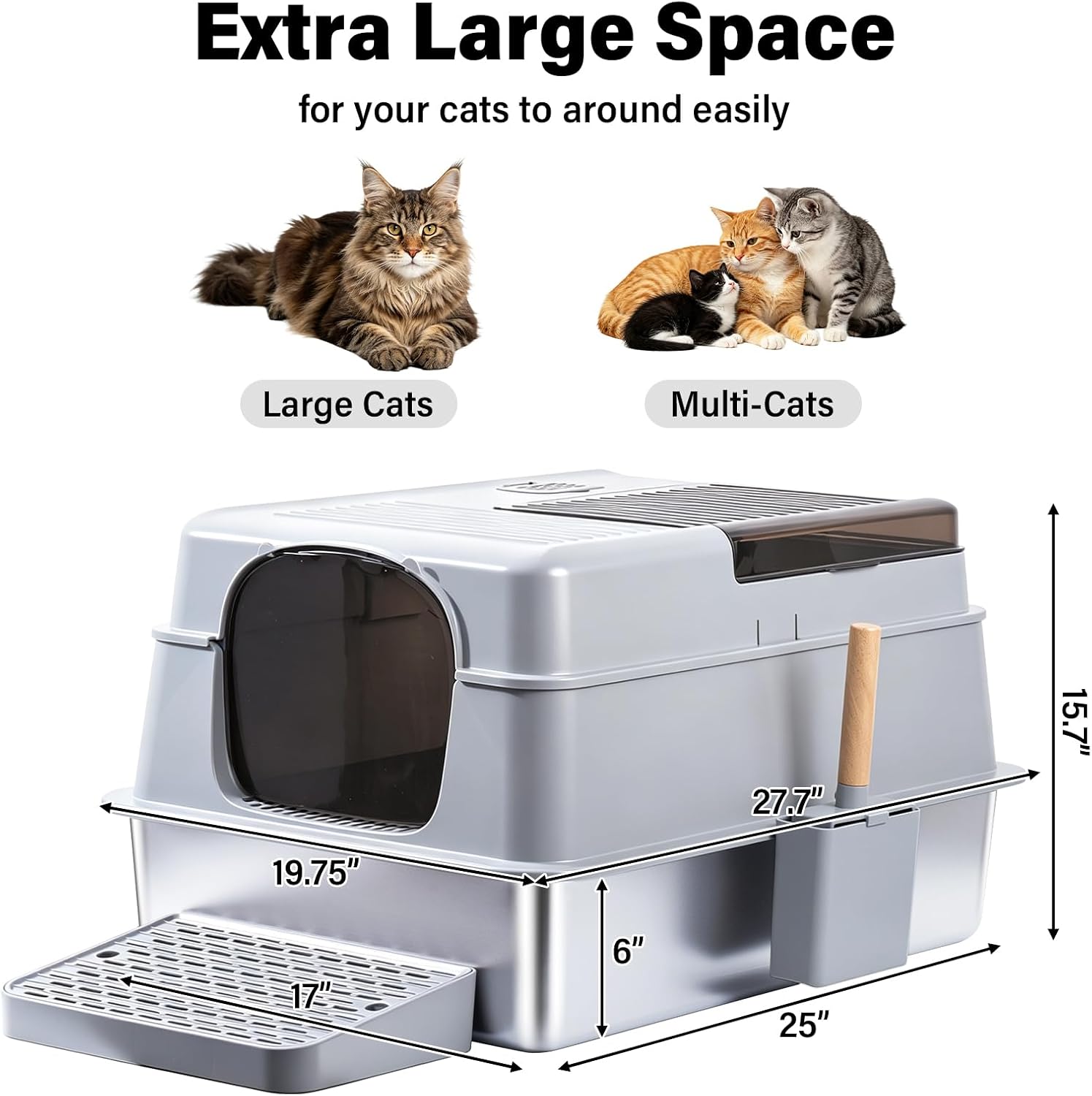 Thumbnail 1 de FUTAM Stainless Steel Litter Box