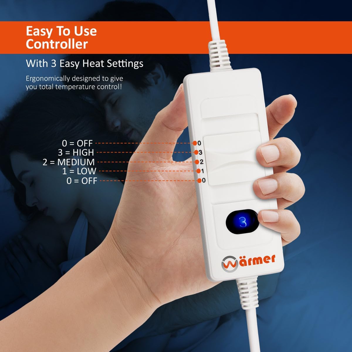 Thumbnail 4 de Warmer Wärmer Electric Blanket Double Size Underblanket with 3 Heat Settings (Tie-Down)