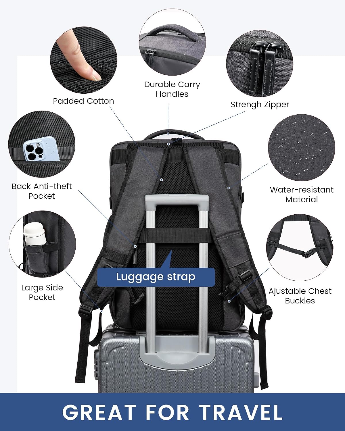 Thumbnail 4 de LOVEVOOK Handgepäck Rucksack 45x36x20