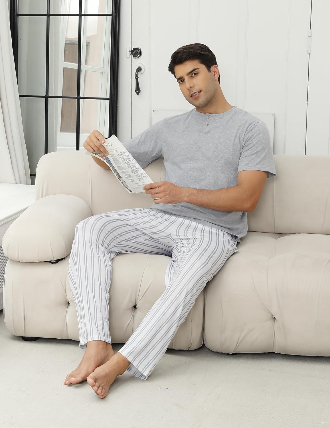 Thumbnail 2 de TeJoyce Men's Cotton Short Sleeve and Pants 2-Piece Pajama Set