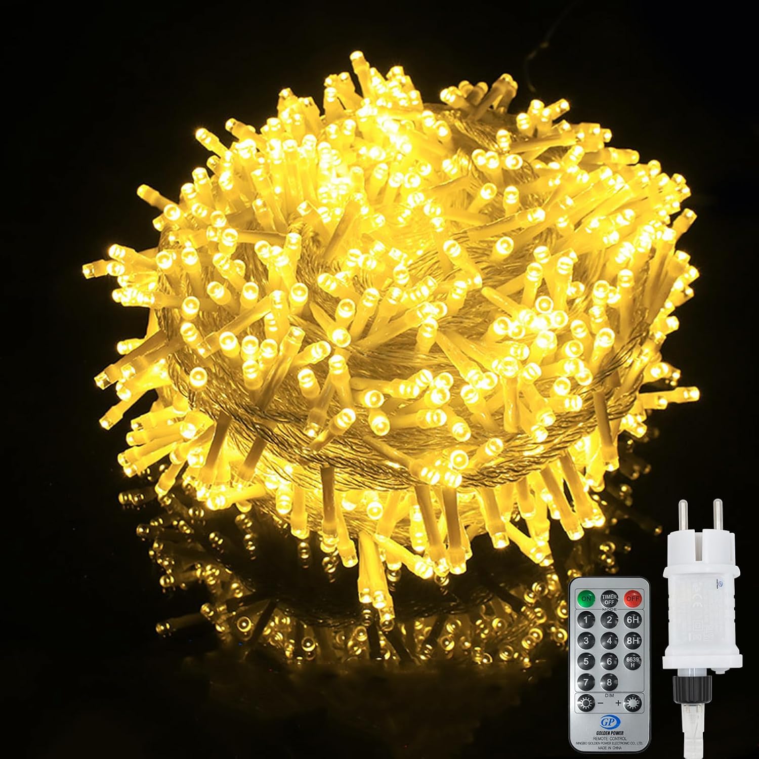 Detalle de LED Lichterkette Außen 20 m (IP44, 200 LED) mit Stecker, warmweiß & 8 Modi