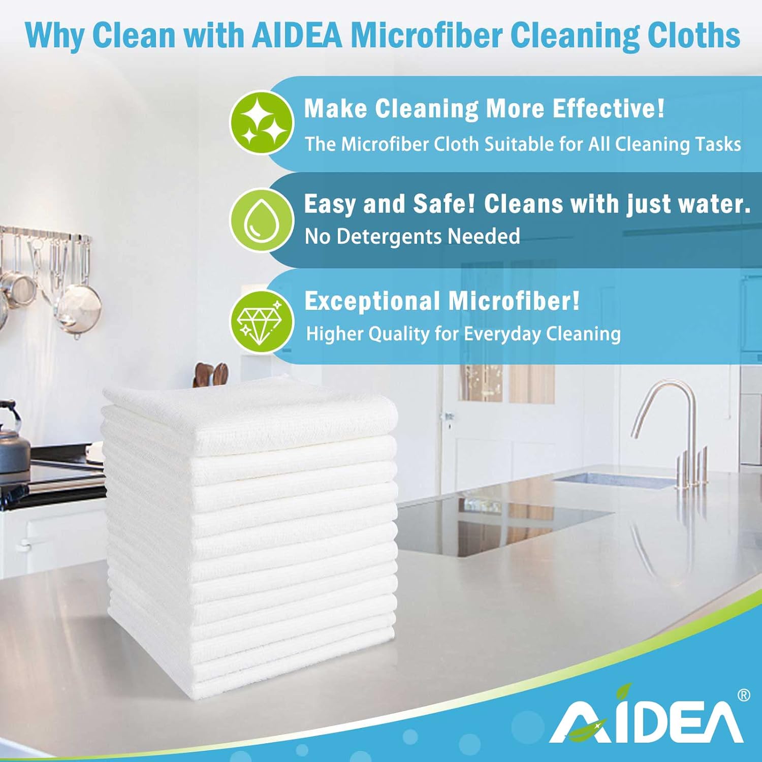 Detalle 2 de AIDEA Microfibre Cleaning Cloths 29 x 29 cm 🧽