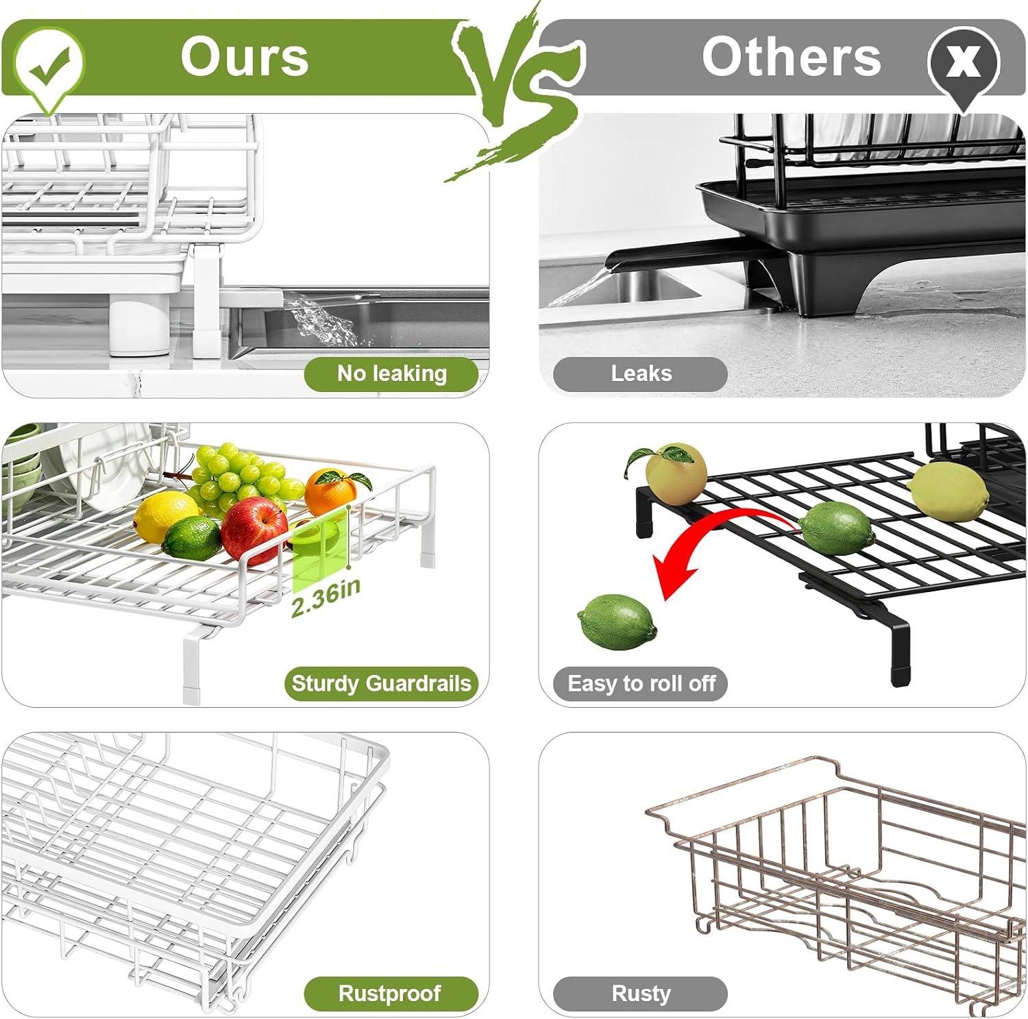 Detalle de Caktraie Dish Drying Rack, 23.4-Inch Maximum Width
