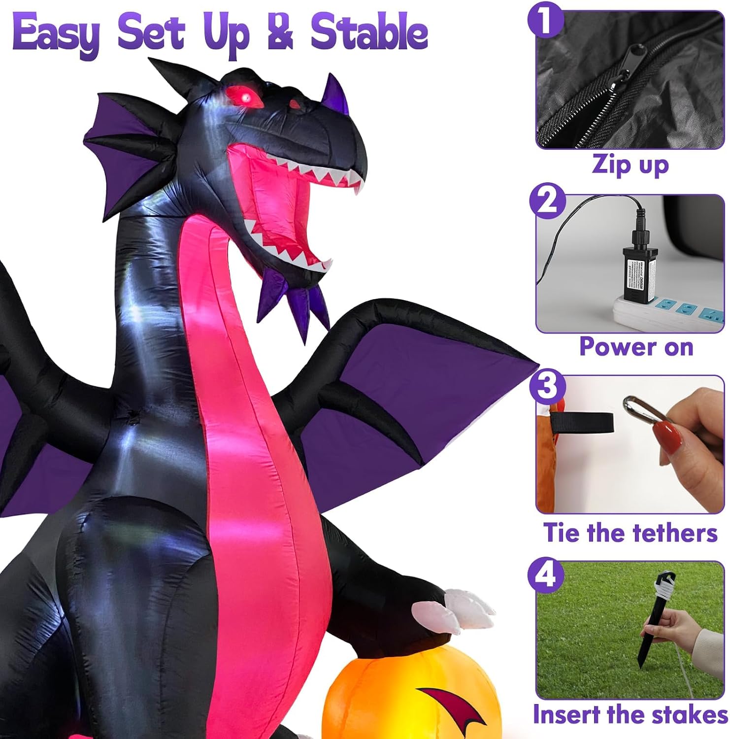 Thumbnail 6 de Danxilu inflatable Halloween dragon, 9-foot
