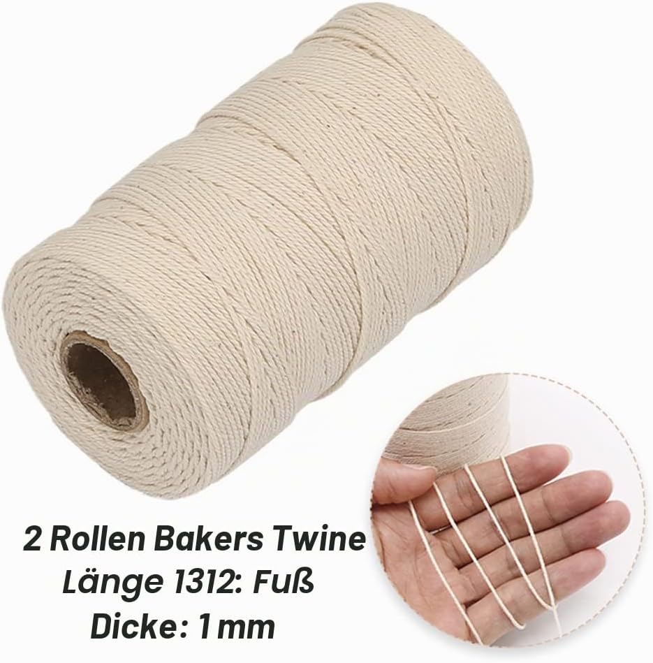 Detalle 2 de Vivifying Bäcker Bindfäden – 2 Stück x 200 m, 3-lagig, Baumwoll-Garn ca. 1 mm dick