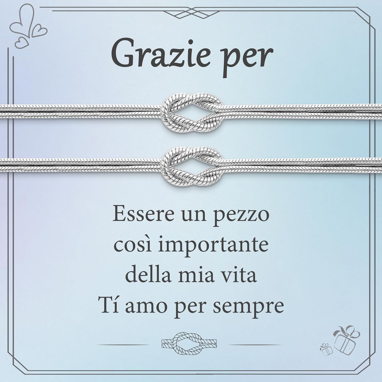 Thumbnail 6 de J.Fée 2PCS Bracciale Amicizia Maestra – Bracciali in Argento 925 con Nodo e Regalo Coordinato