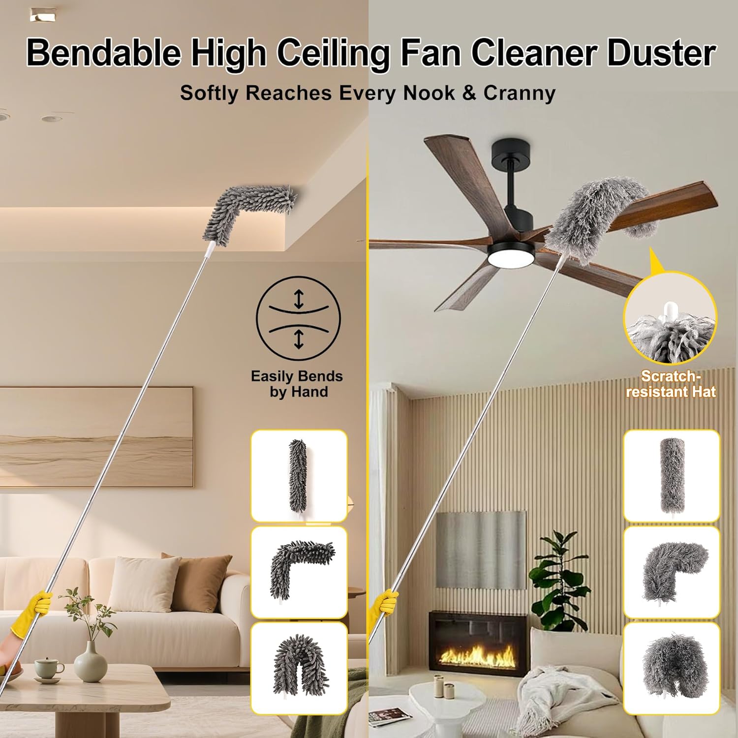 Thumbnail 4 de Tiumso 5-in-1 Microfiber Duster Kit with 100-Inch Telescoping Pole