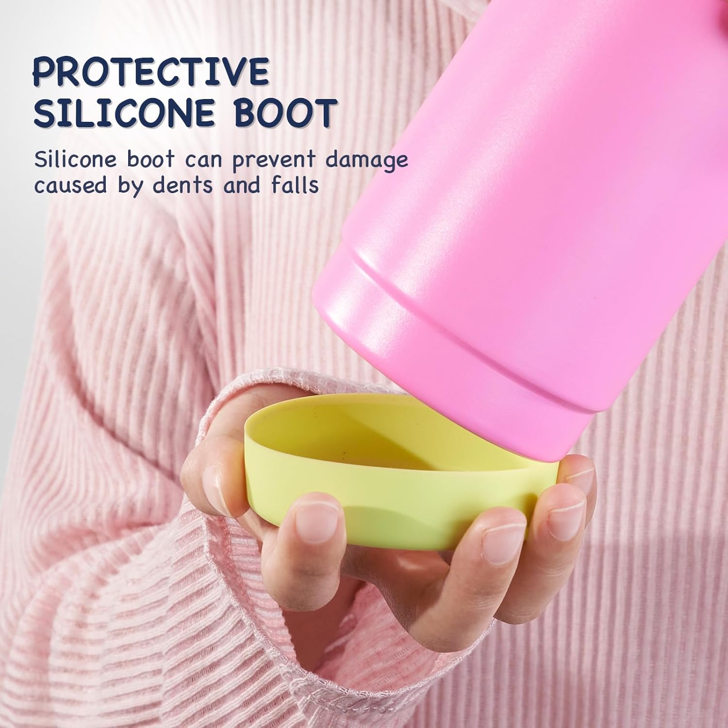 Thumbnail 4 de Fijinhom Kids Water Bottle 360ml (12oz) Insulated Stainless Steel with Straw, Leakproof, BPA Free – Rose Red