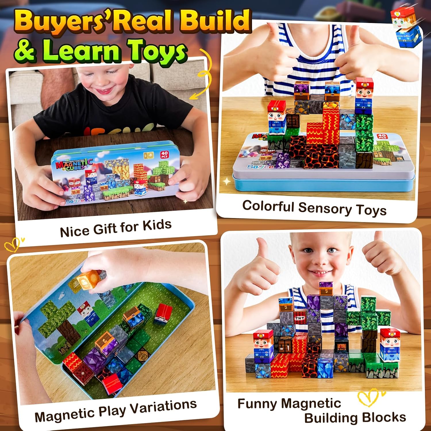 Detalle 2 de Soyee Magnetic Blocks Travel Toy for Ages 3+ 🧩
