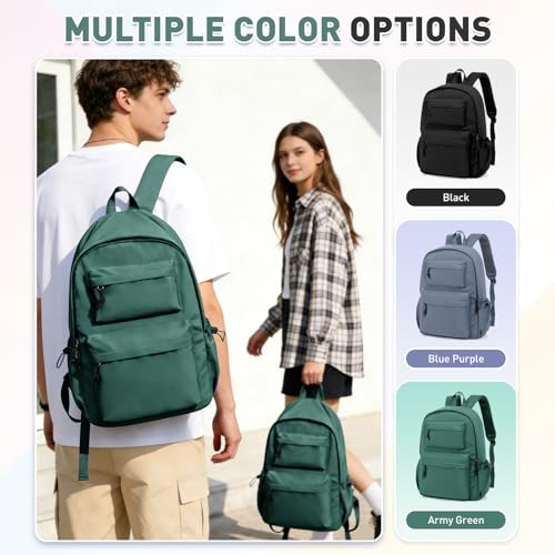 Thumbnail 5 de HYC00 Army Green 20L School Backpack for Teens – 15.6” Laptop, Anti-Theft & Water Resistant