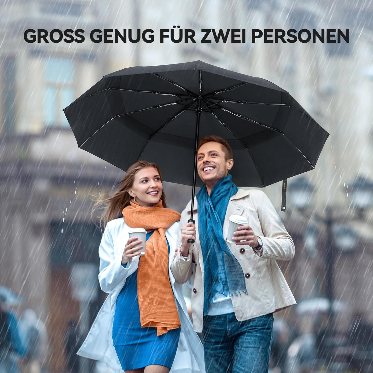 Thumbnail 5 de TECKNET Regenschirm Sturmfest: 10-Rippen-Notwendigkeit für Wind und Regen