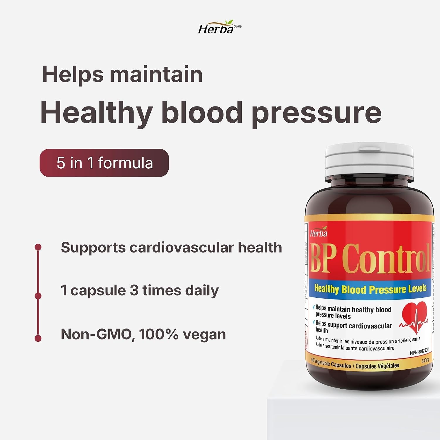 Thumbnail 2 de Herba Blood Pressure Support Supplement, 90 Vegan Capsules with 5 Ingredients