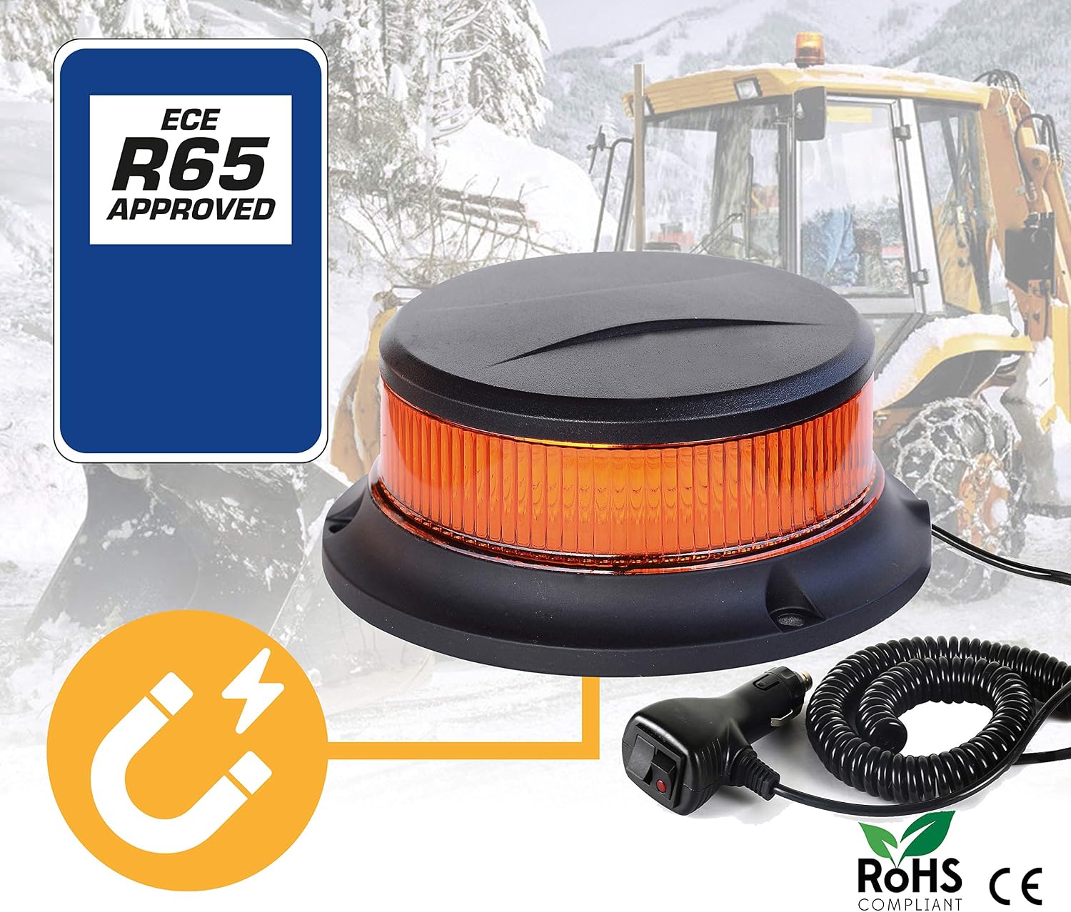 Thumbnail 3 de Ryme Automotive draaibare LED-waarschuwingslamp, amber, R65-goedgekeurd