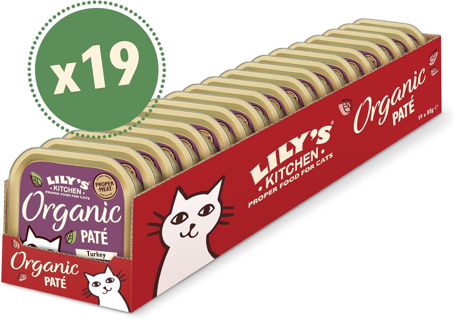 Detalle de Lily’s Kitchen Barquette Pâtée Bio pour Chats Adultes – Dinde, 19x85 g