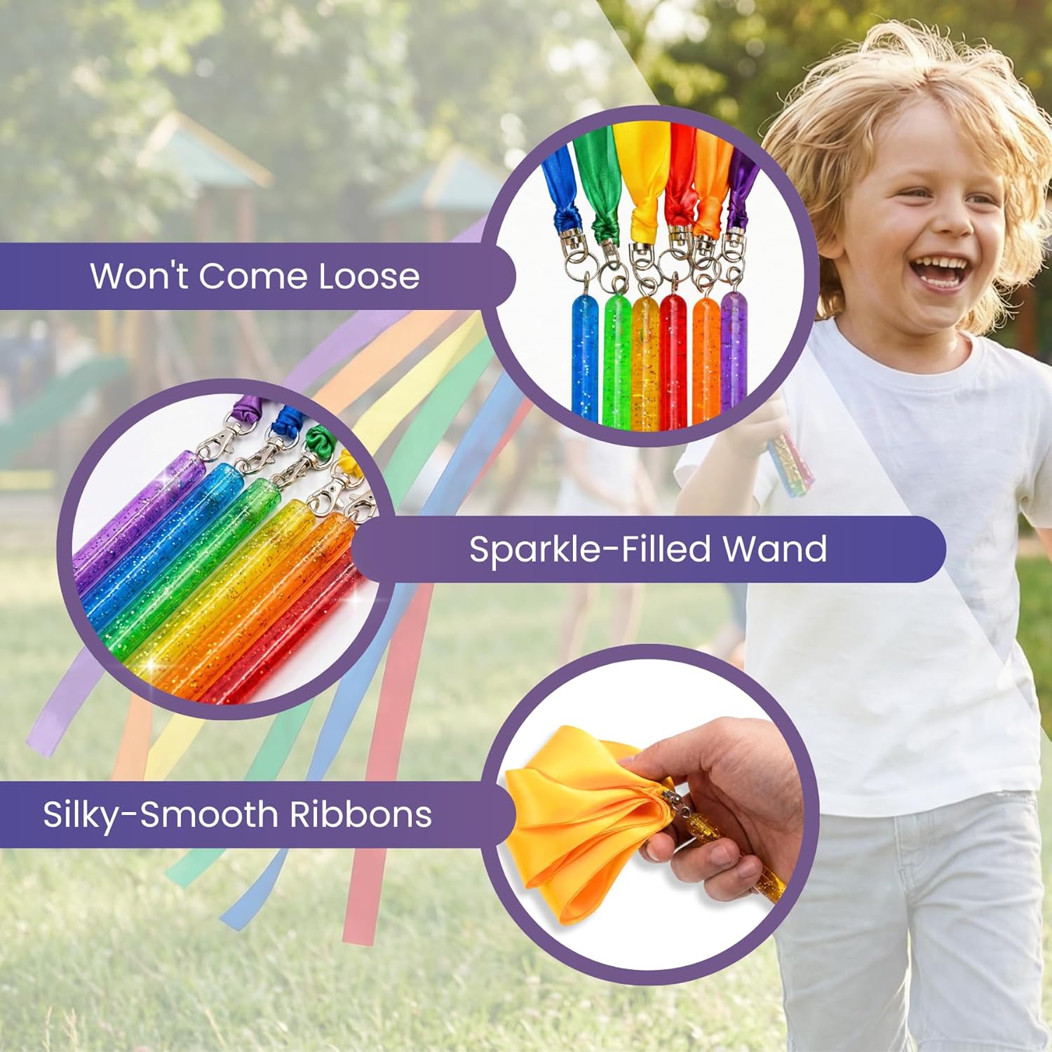 Detalle 2 de GSi Multicolor Sparkling Ribbon Wands 6-pack