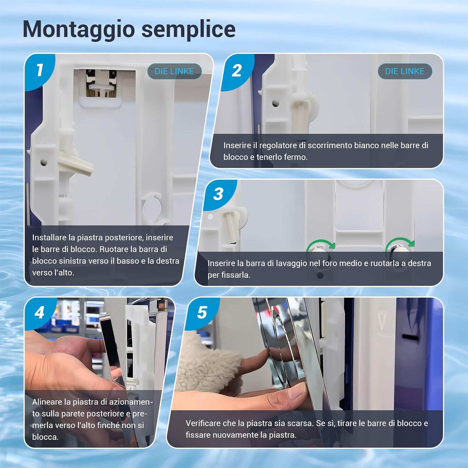 Thumbnail 6 de Mendorio Placca di comando WC doppio scarico 246×164 mm 🚽