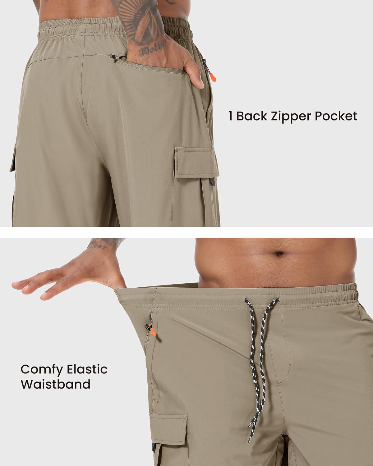 Detalle de INNERBUT Men's Cargo Shorts, Quick-Dry Stretch Fabric, 5 Pockets