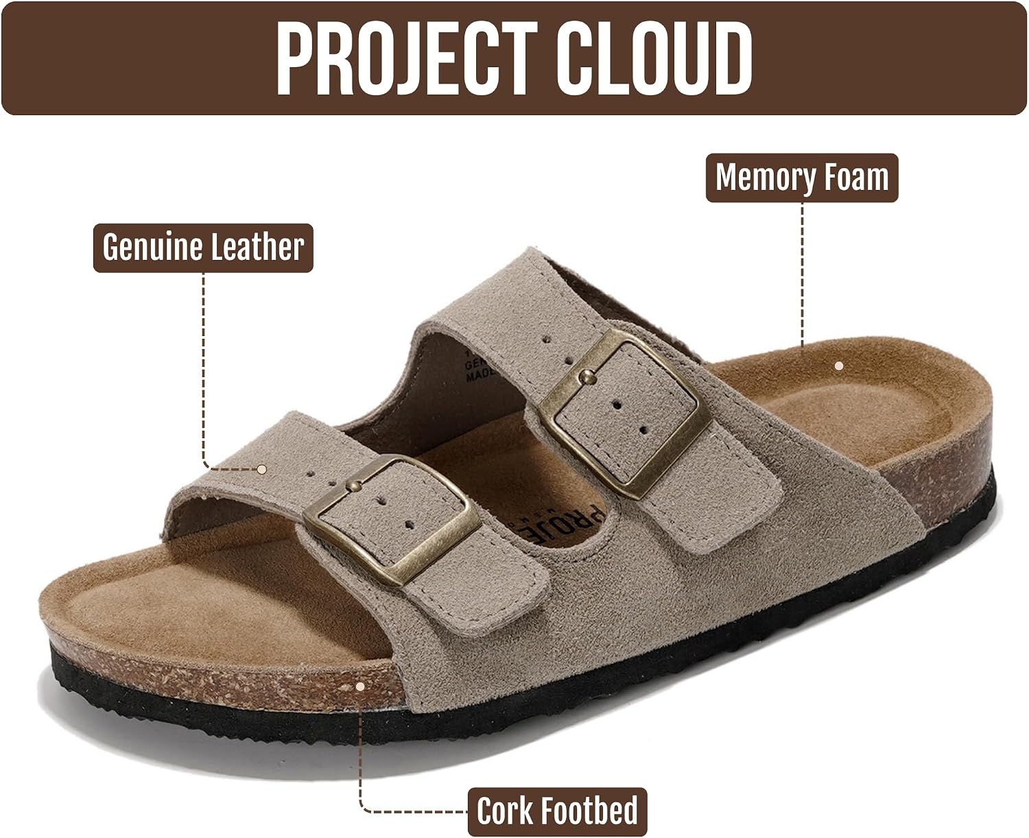 Detalle 2 de Project Cloud Venita: Leather Flat Sandals for Women