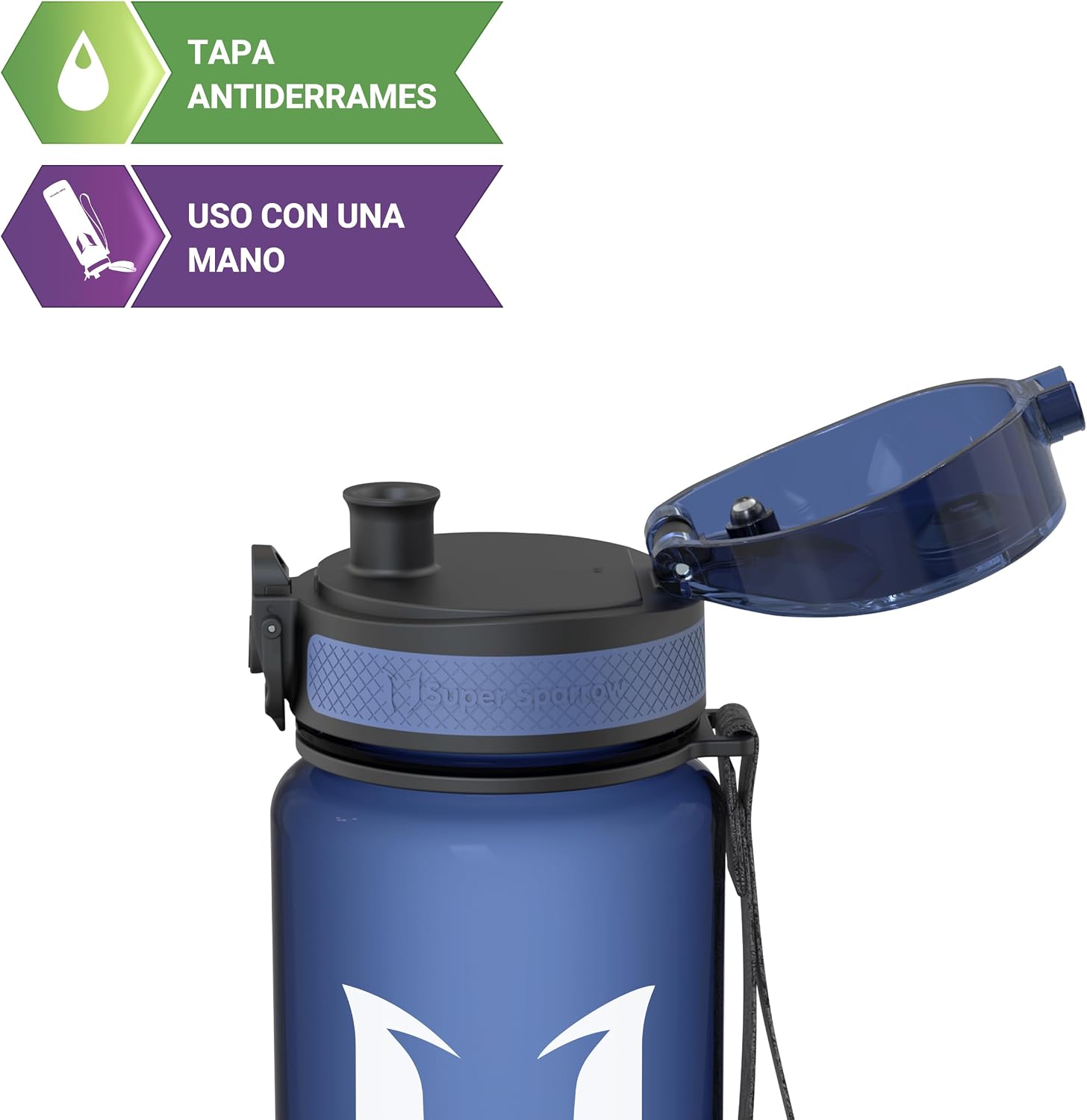 Detalle 2 de Super Sparrow Botella de Agua Deportiva 750ml 🚰
