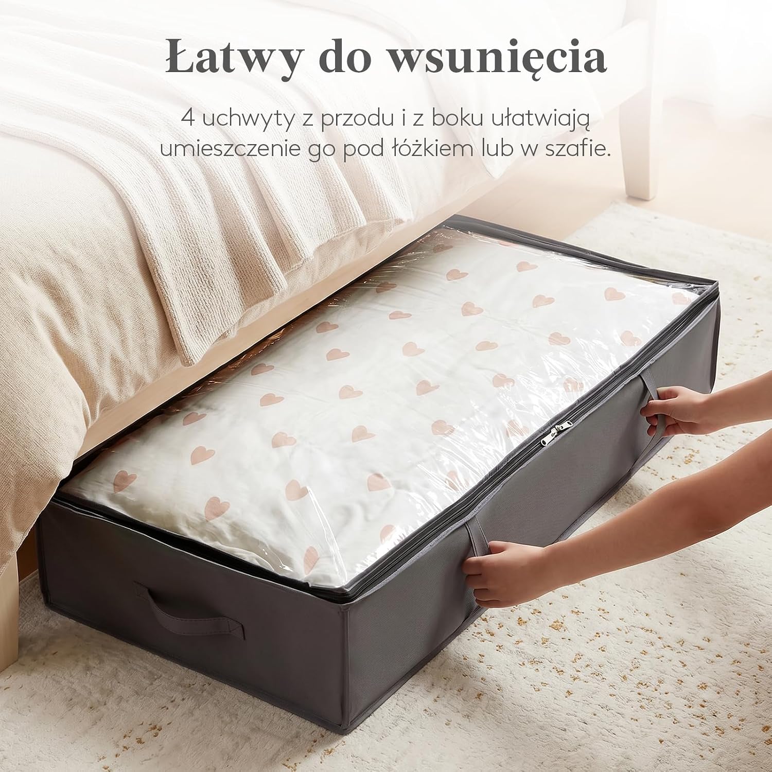 Detalle de Lifewit 22143 – składany organizer pod łóżko 95 l, 3 sztuki, z okienkiem